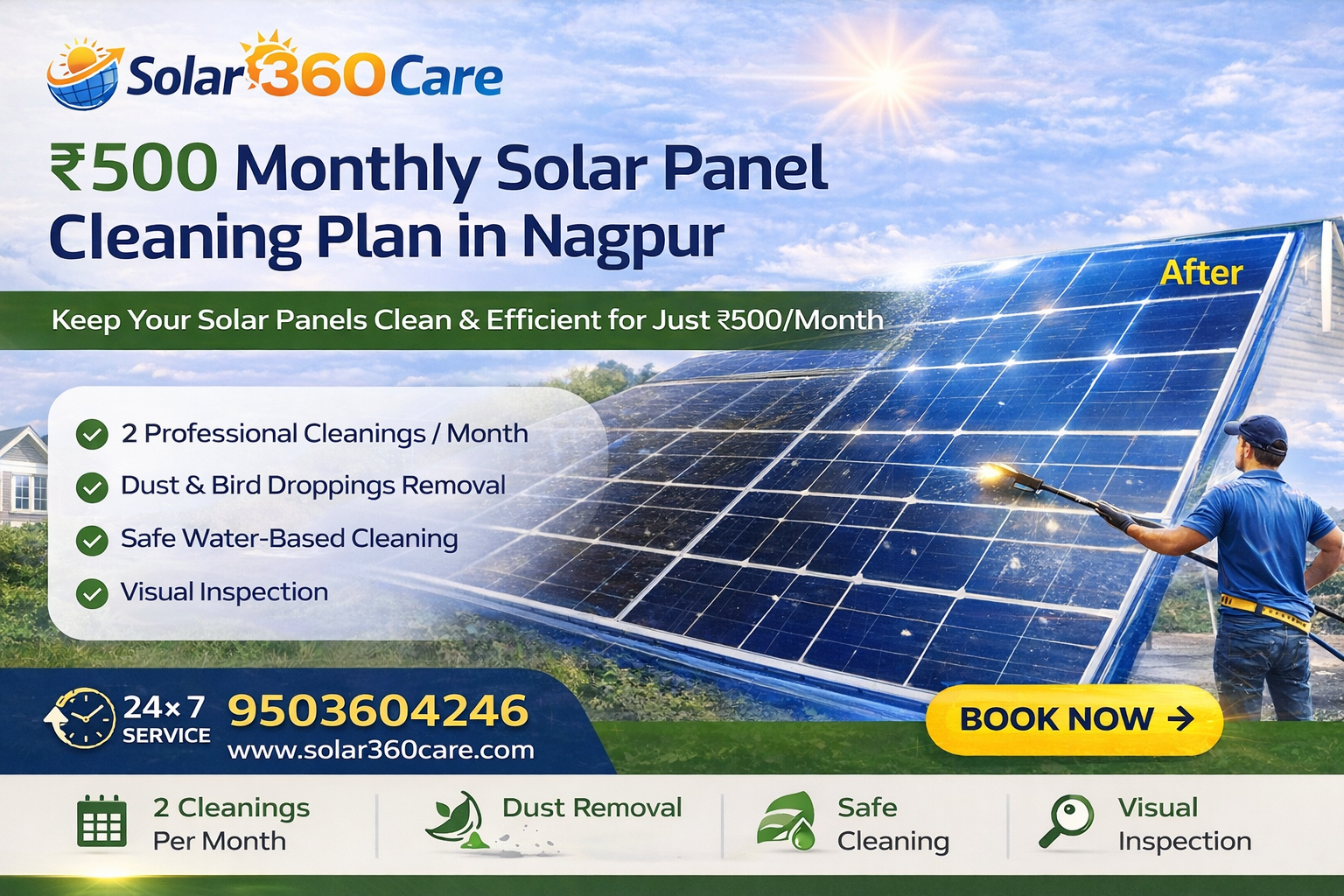 solar panel cleaning monthly